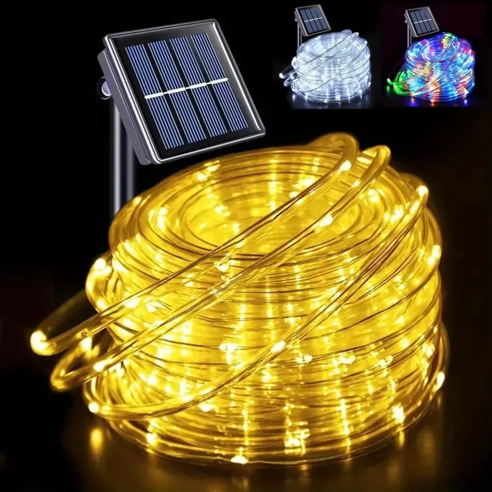 

50LED солнечная веревочная полоса, уличный водонепроницаемый сказочный свет, гирлянда, Рождественский декор для сада, лужайки, дерева, двора, забора, дорожки