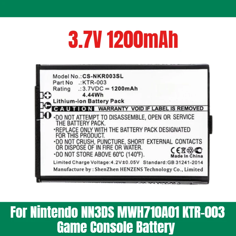

3.7V 1200mAh For Nintendo NN3DS MWH710A01 KTR-003 Game Console Battery