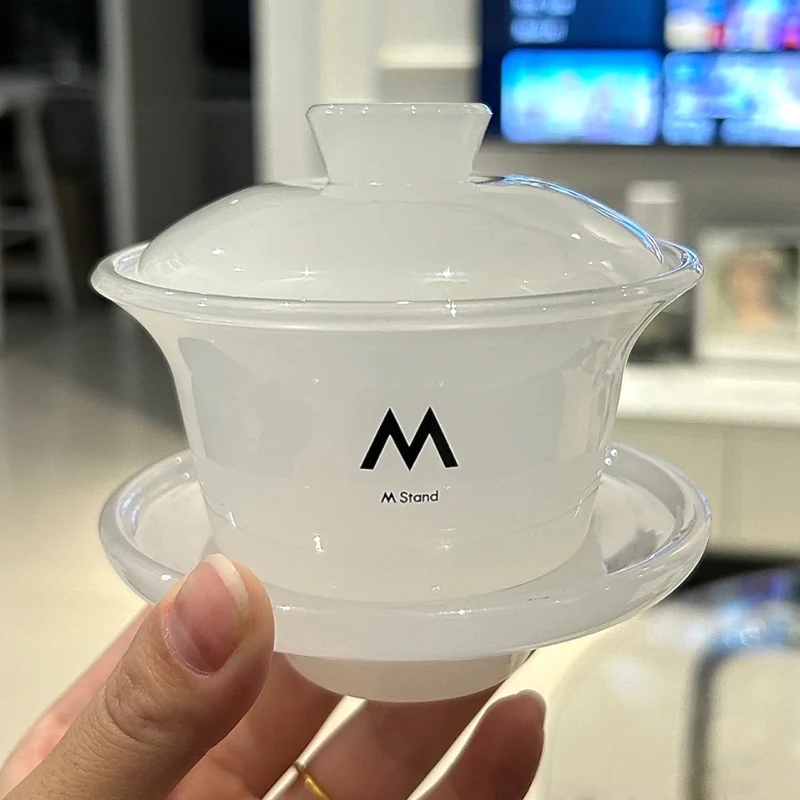 White Collar Coffee Cup Cover Bowl Creative High Appearance Level Teacup Fashion Household Modern Simplicity Chinese Teaware New