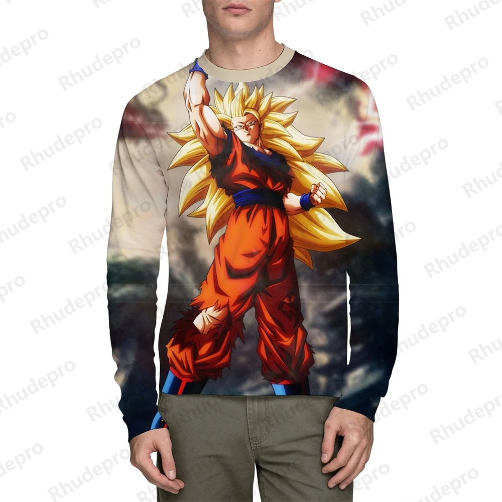 Men's Long Sleeve T-Shirt Clothing Dragon Ball Oversized High Quality Y2k Clothes 2024 Gift Harajuku Style Streetwear Goku Trend