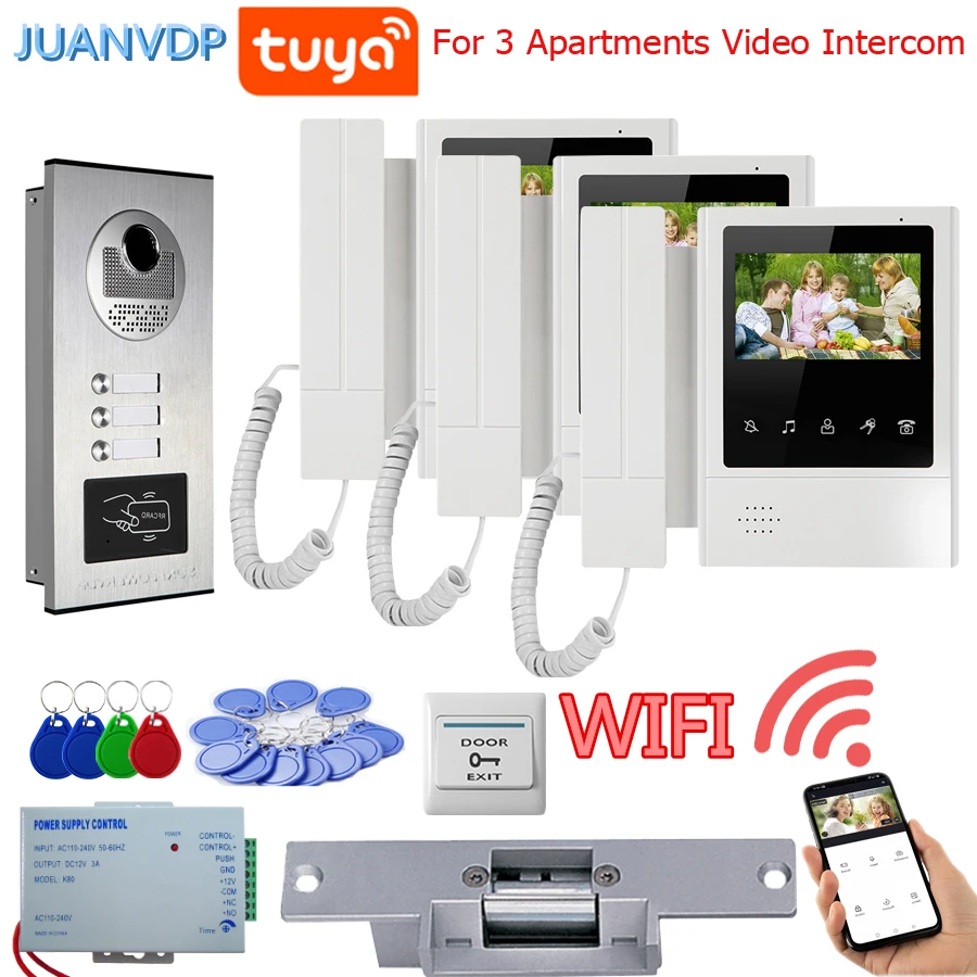 

TUYA WIFI Video Door Phone Color Monitor 4.3 Inch Interfone 700TVL Security Doorbell Camera Intercom for Home Protection 3 lines