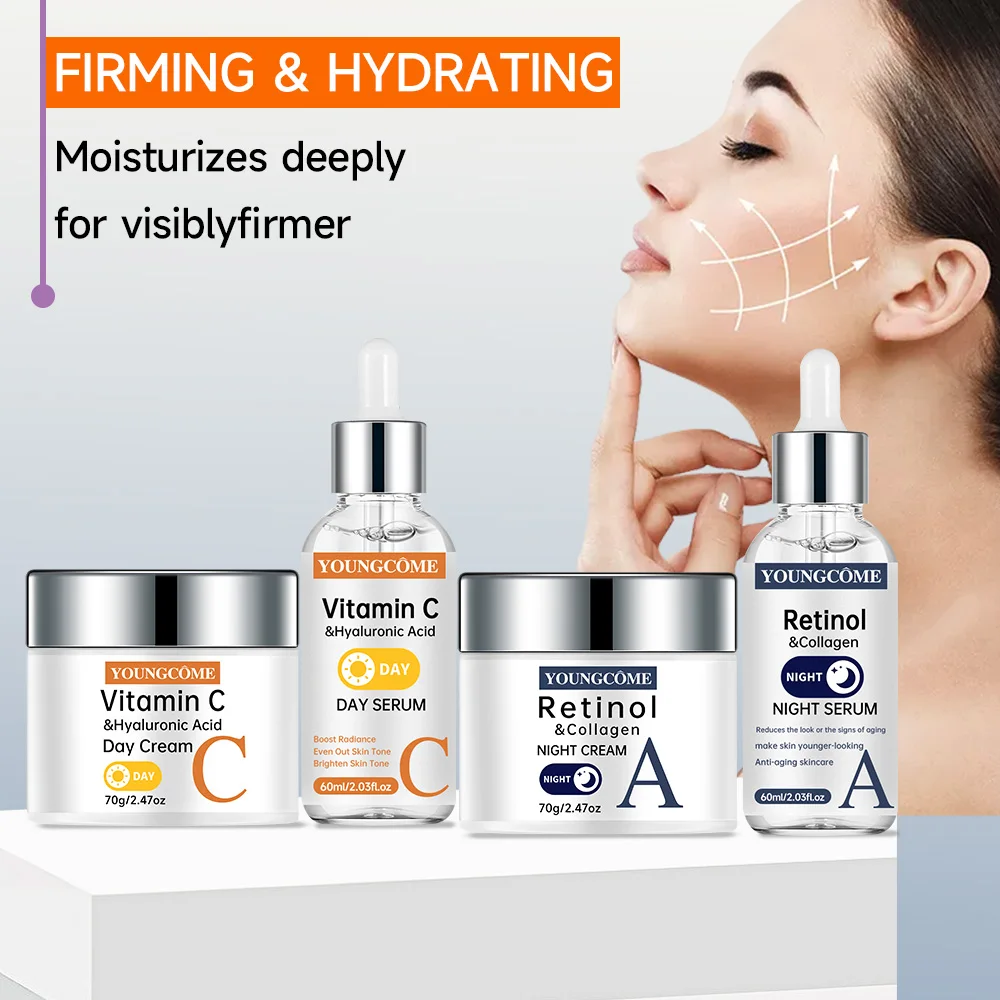 مجموعة كريم تونر للوجه من فيتامين C، كريم وجه ناعم، كريم نهاري مرطب، تقليص المسام، منتجات العناية بالبشرة #3