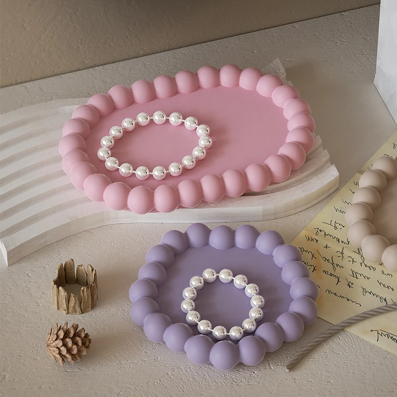 DIY Bubble Plaster Tray Coaster Silicone Mold, Candle Holder Jewelry Display Tray Home Decoration Handicraft Gift Making Mold