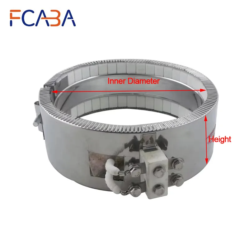 FCABA Ceramic Heating Band Heater 3300W 220V 210*100mm Stainless Steel High Temperature Band Element