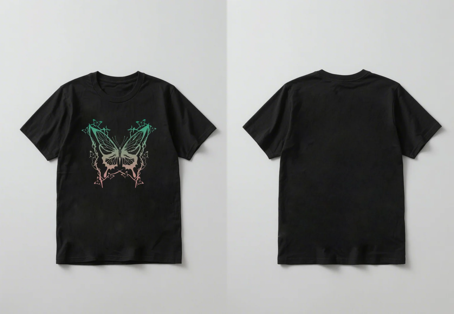 

2025 Новый стиль, модная повседневная свободная и универсальная повседневная рубашка с короткими рукавами и принтом цвета допамина и бабочки