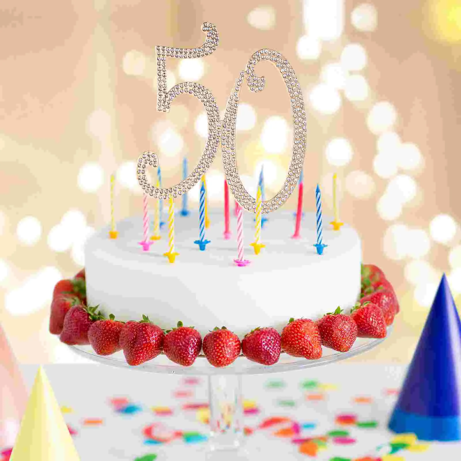 50th Cake Topper Embellishing Number Birthday Bling Crystal Cakes Rhinestone Cupcake Party Decoration Shiny