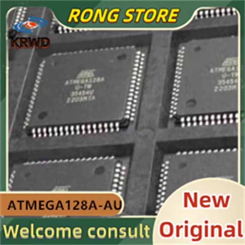 5PCS U-TW New and Original Chip IC ATMEGA128A-AU ATMEGA128A TQFP-64 Microcontroller 8-bit AVR