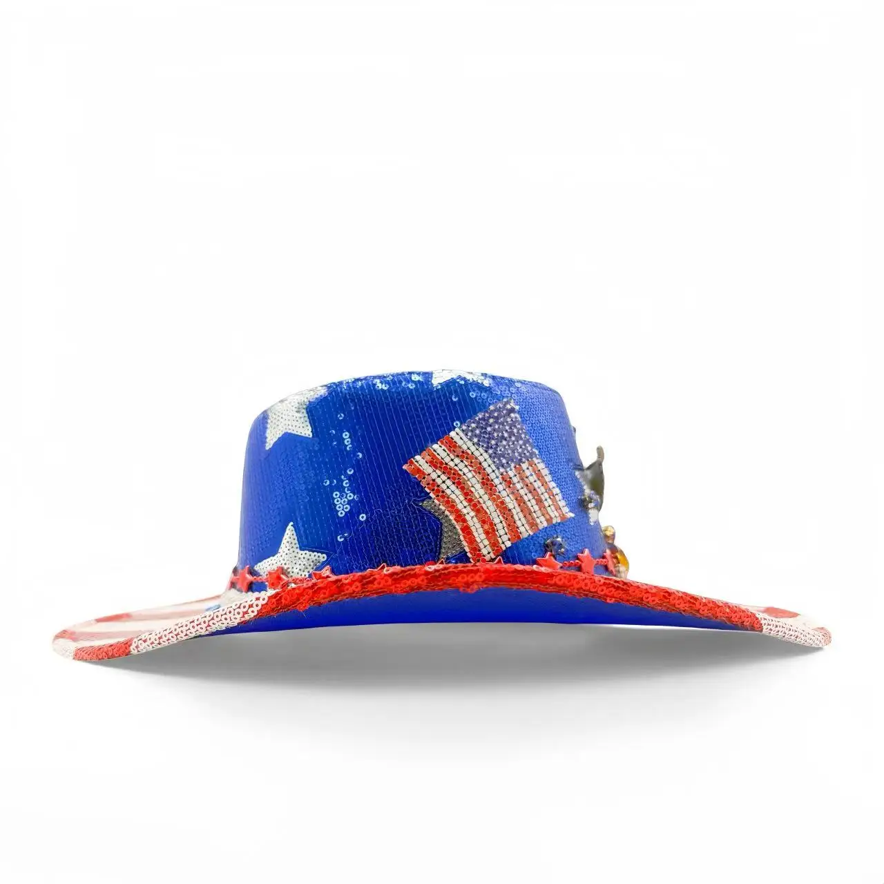 HongLuan Glitzer-Kostüm, Hut für Erwachsene und Cowboy-Hüte, Strass für Damen, Cowboy-Cosplay, Damen-Accessoires und Cowgirl-Kappe