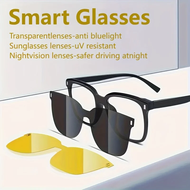 

Upgraded Smart Magnetic Glasses with Anti-Blue Light Frame & Multicolor Lenses | Wireless 5.4Audio, Long Standby, Type-C Chargin