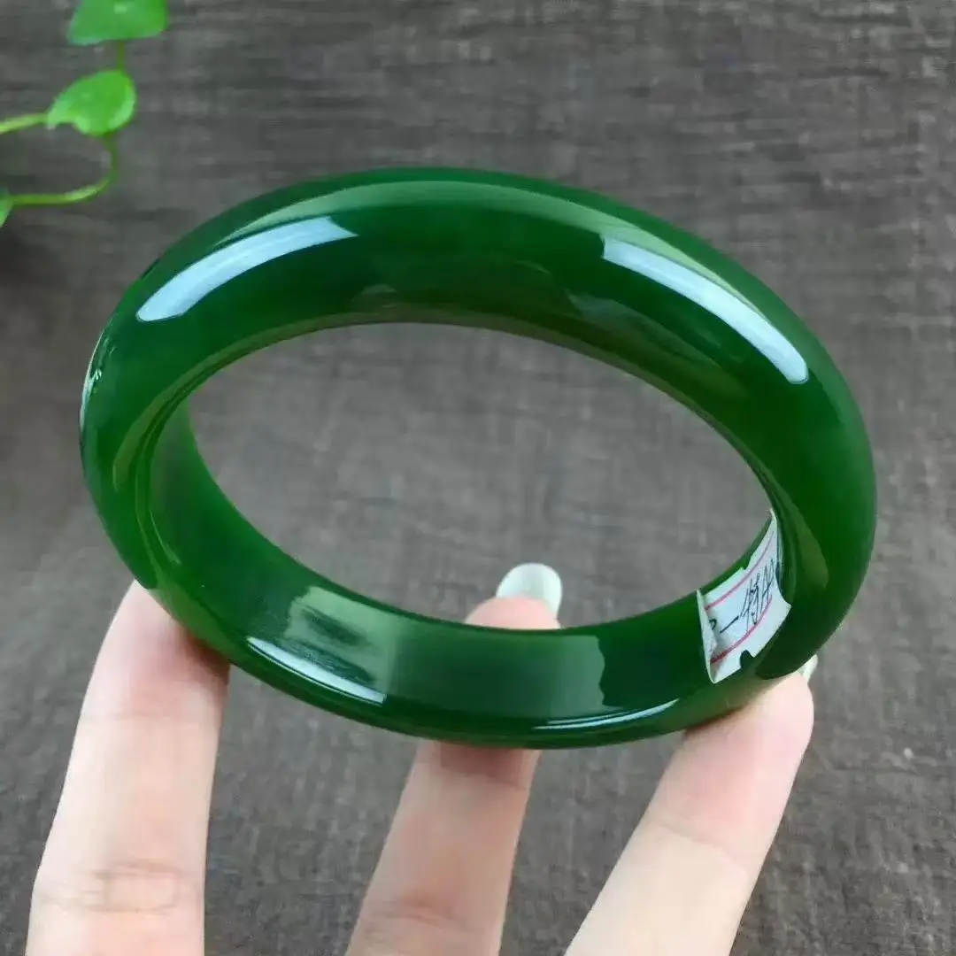 

One-piece color green bracelet jade bracelet Wangfu women's thin round bar bracelet girl