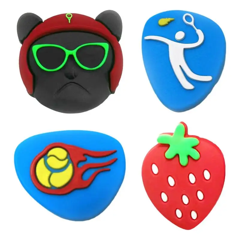 Protective Tennis Racket Vibration Dampeners Silicone Anti-Vibration Tennis Shockproof Absorber Cartoon Shock Pad Accessories