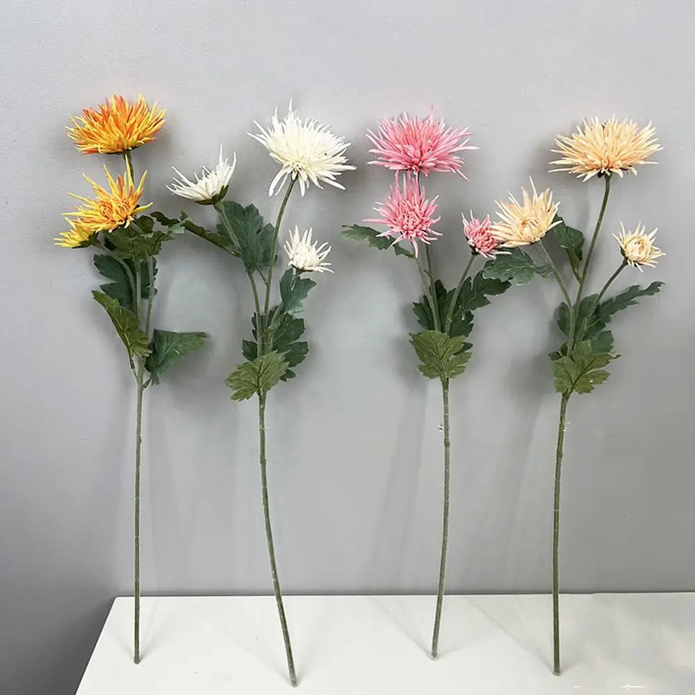 3 Heads Artificial Crab Claw Chrysanthemums Green Plant DIY Simulation Silk Chrysanthemums Plastic Elegant