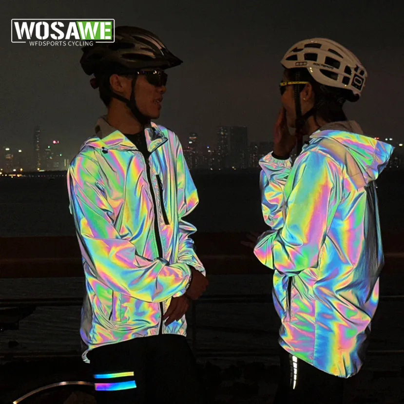 

WOSAWE Cycling Jacket Man Rainbow Reflective Windbreak Men Windproof Waterproof Cycling Jacket Men Women Spring Fall