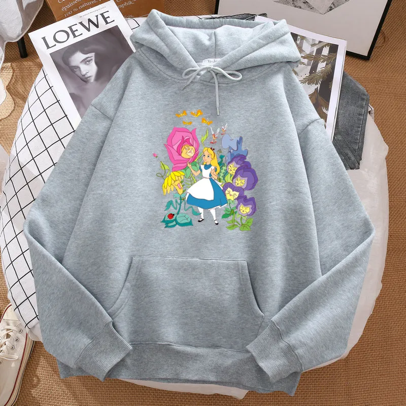 Alice In Wonderland Hoodies Women Printed Cute Cartoon Sweatshirts Funny Hoody Fashion Streetwear Tops Hoodie Winter Clothes