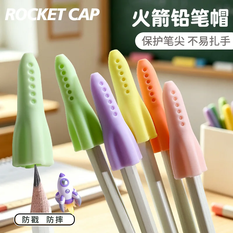 Rocket Macaron Silent Cap Thickness Universal Silicone Anti-drop, Dirt-resistant and Anti-fouling Pencil Cover Pencil Extender