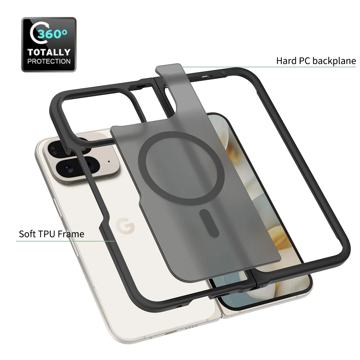 Für Pixel 10 Pro Fold Matte Magnetic Case, kompatibel mit MagSafe Drop Protection Translucent Cover für Google Pixel 10 Pro Fold – Detail 5