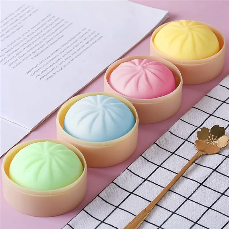 WOWFU-main anti-stress, Fidget sensoriel 4 pièces boulette colorée presser pâte boule chignon