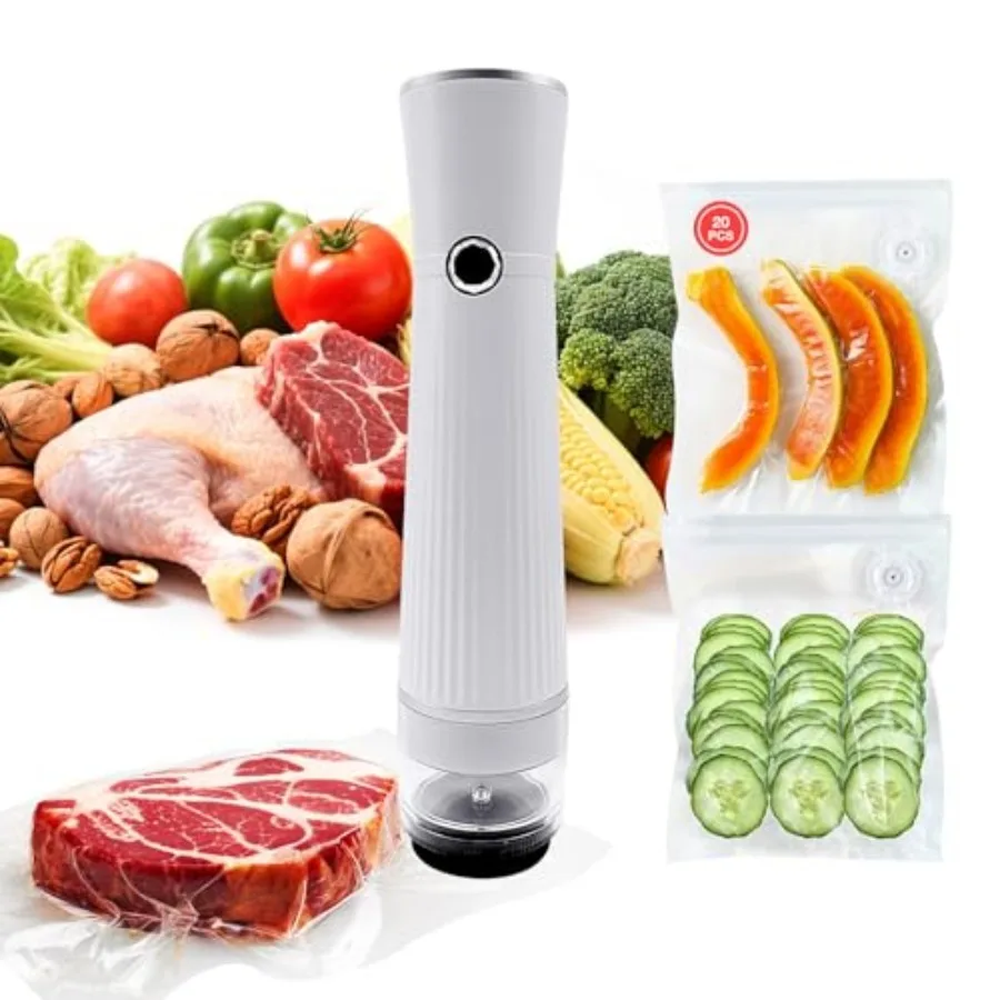 

Handheld Vacuum Sealer for Food Portable Rechargeable Wireless Vacuum Sealer with 20 Reusable Vacuum Seal Bags for Preserving V