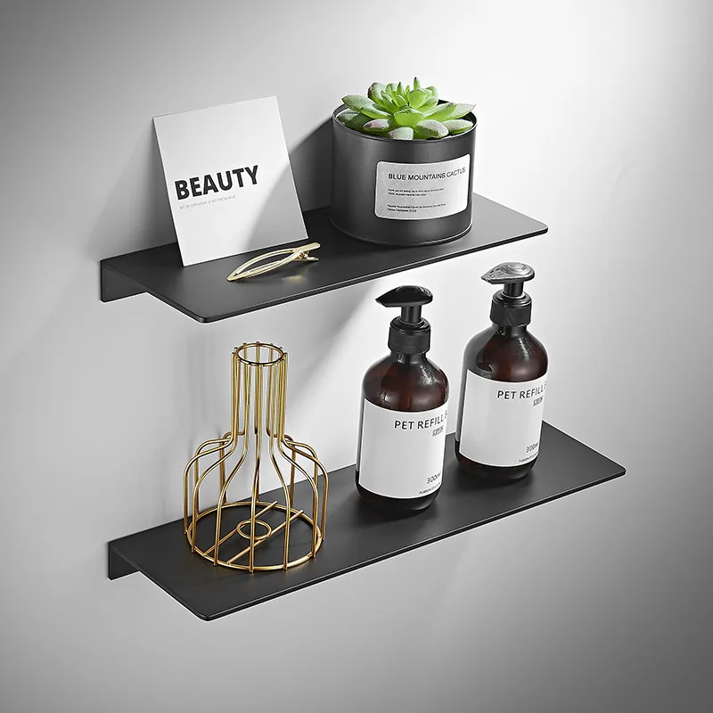 Black / Chrome Bathroom Shelf Kitchen Storage Rack Thicken Stainless Steel Corner Shelves Towel Rack Shampoo Holder