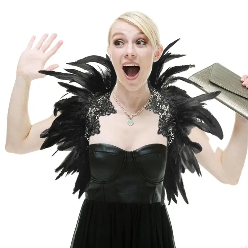 

Q0KE Gothic Shrug Shawl Shoulder Wrap Cape Victorian Lace Collar Halloween
