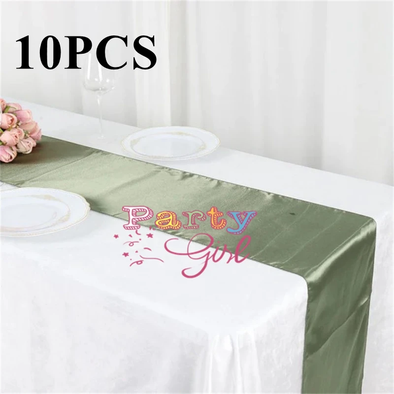 

10pcs Satin Table Runner Wedding Tablecloth Runners For Event Party Banquet Decoration