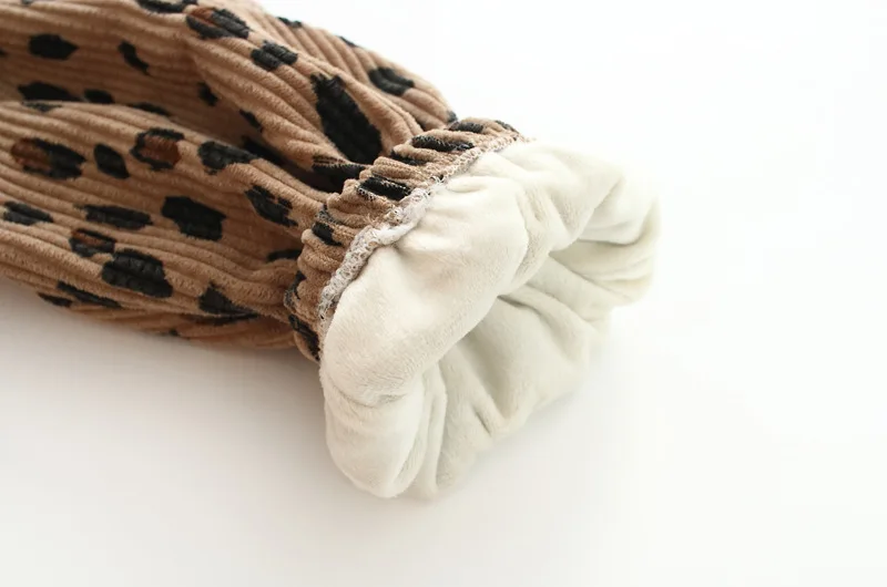 Koreanischer Stil Kleinkind Mädchen Cord Haremshose 1-8Y Leoparden-Blumendruck Herbst Winter gefütterte oder dünne Freizeithose – Detail 12