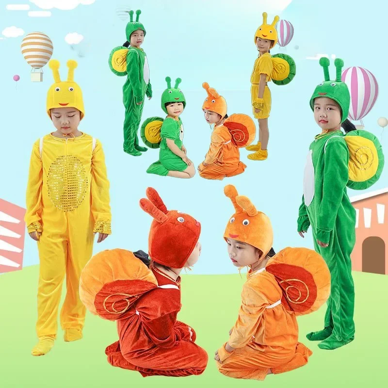 Children Snail Costume for Boys and Girls Slug Clothing Set Kids Snail Halloween Party Cosplay Animal Mollusk Clothes