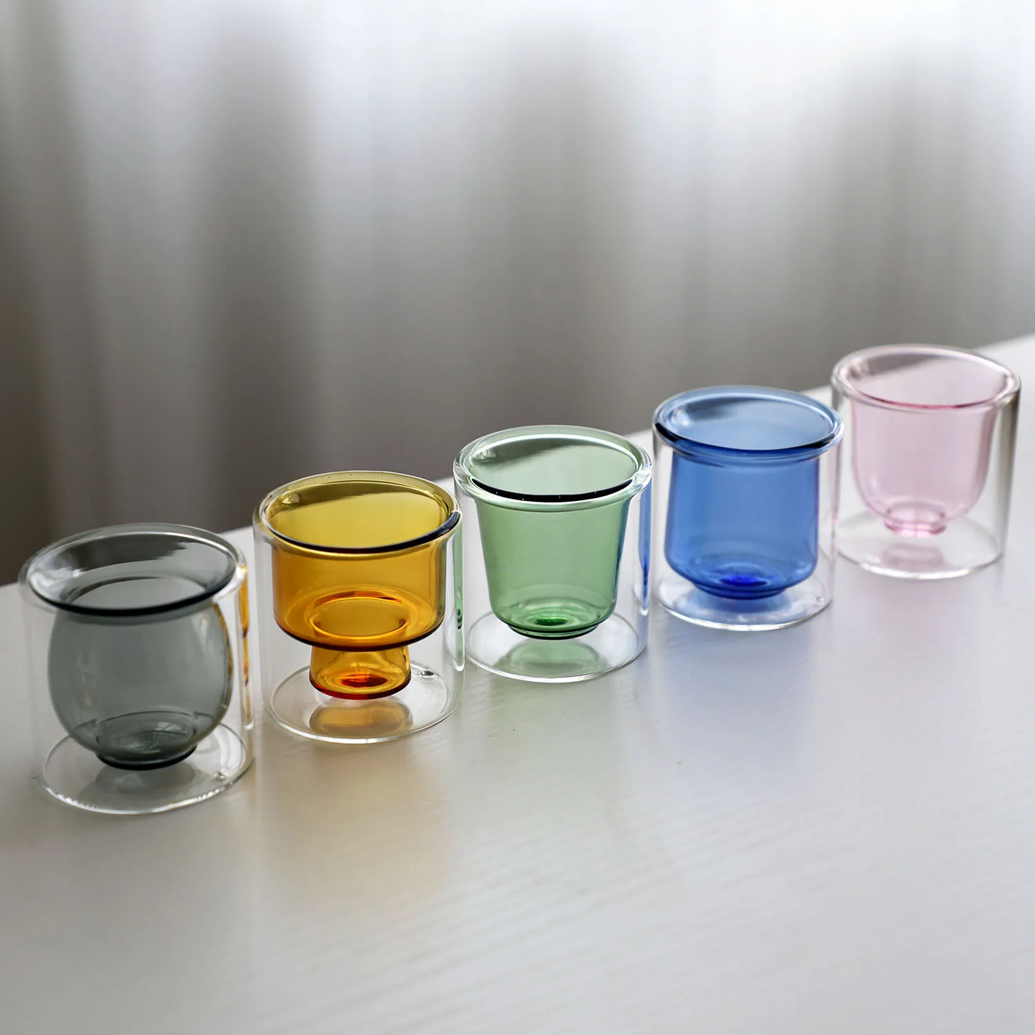 

High borosilicate double-layer glass coffee cup, colored inner pot, concentrated cup, insulated coffee, casual cup, creative cup