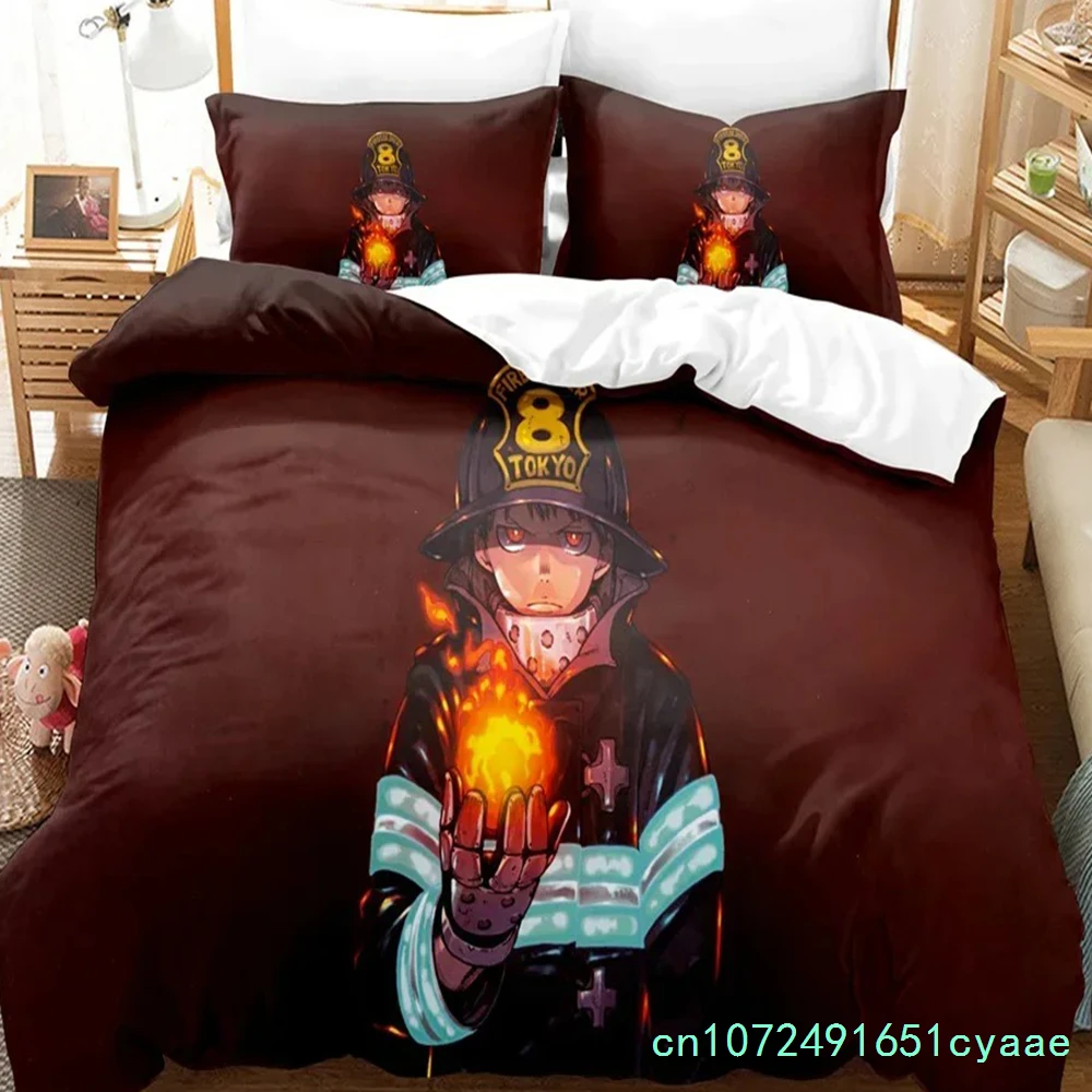 Fire Force Bedding Set Quilt Cover Twin Full Queen King Size With Pillowcases Anime Bed Set Aldult Kid Bedroom Decor Gift