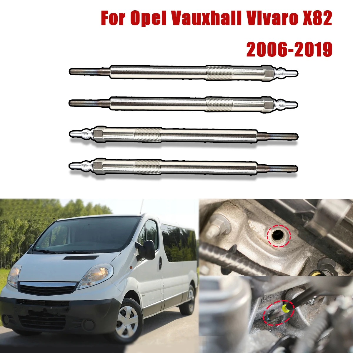 

4PCS Diesel Heater Nickel Plating Glow Plugs 4.5V 4406338 4423206 For Opel Vauxhall Vivaro X82 2006 2007-2019 1.6 CDTi 2.0 CDTi