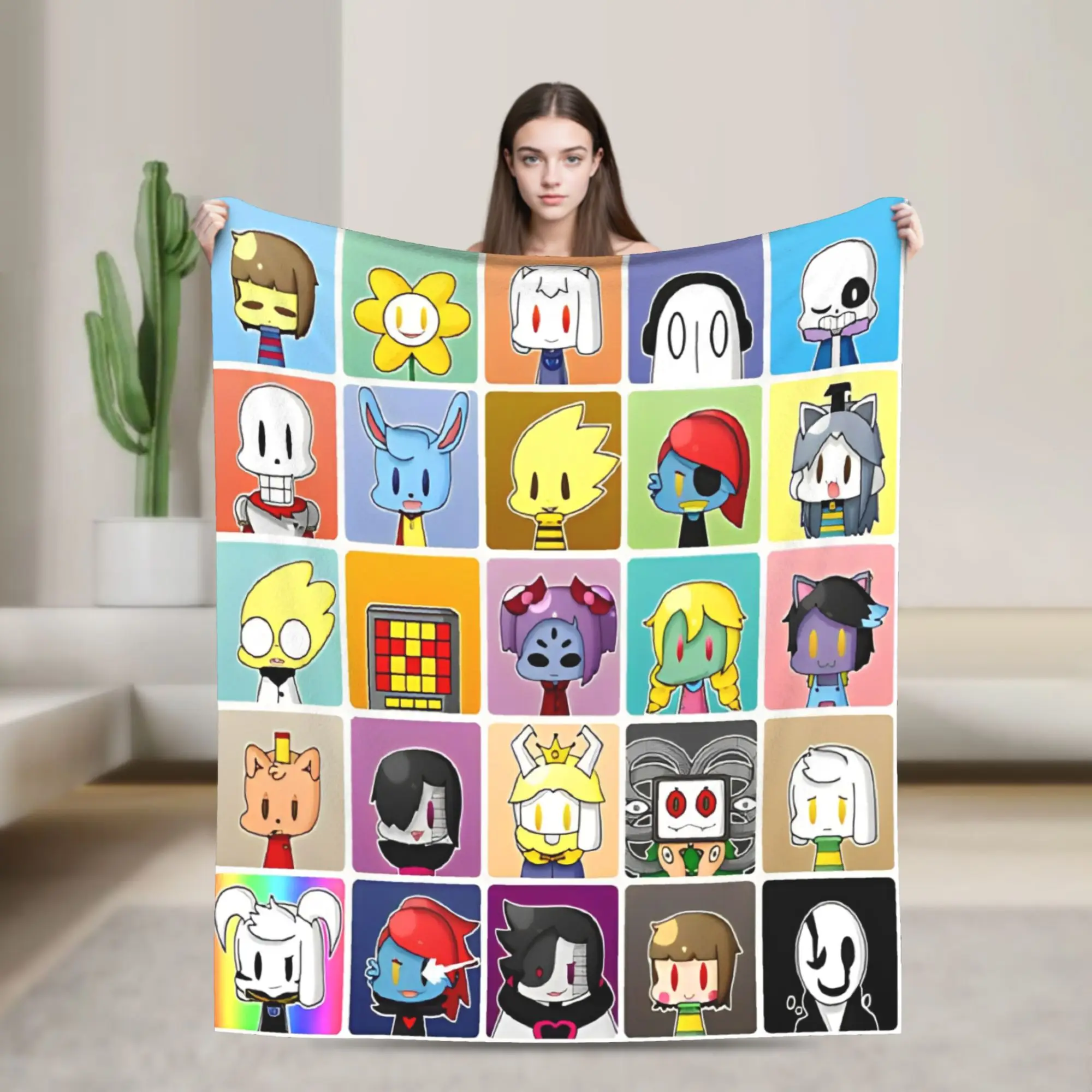 

Undertale Cartoon Collage Blanket Fleece Funny Breathable Throw Blanket for Coverlet Winter