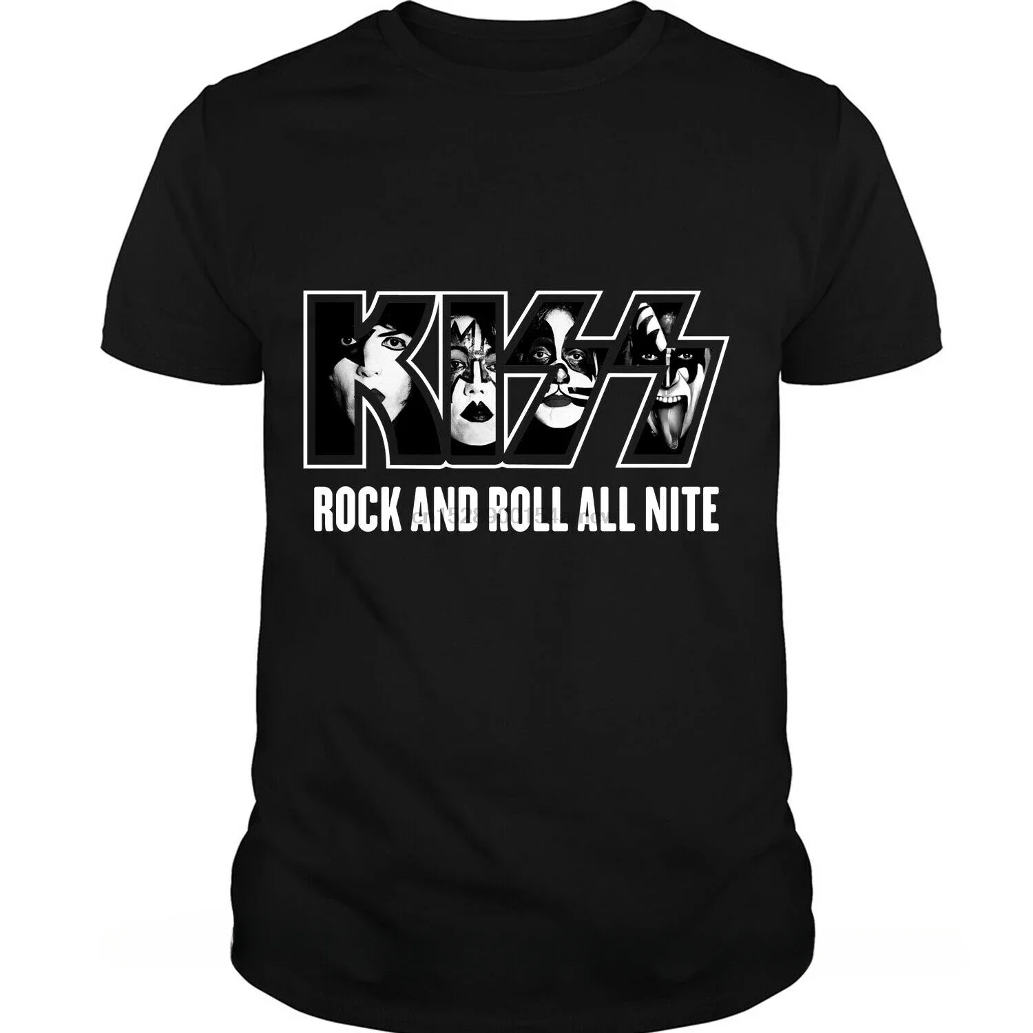 New fashion heavyweight Hot Sale vintage Summer Round summer fashion t-shirt Kiss Band Members T Shirt Rock And Roll All Nite