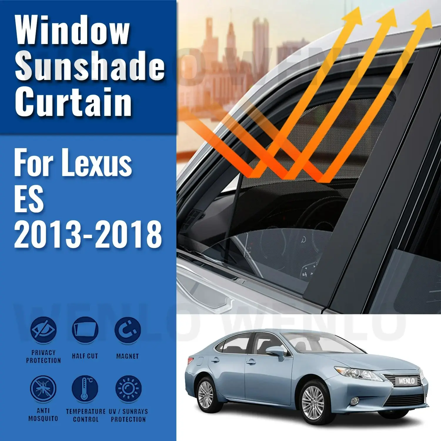 

For Lexus ES 2012-2017 2018 350 200 250 ES300H ES350 Car Window Sunshade Magnetic Curtain Sun Shade Visor Net Mesh Protect Kids