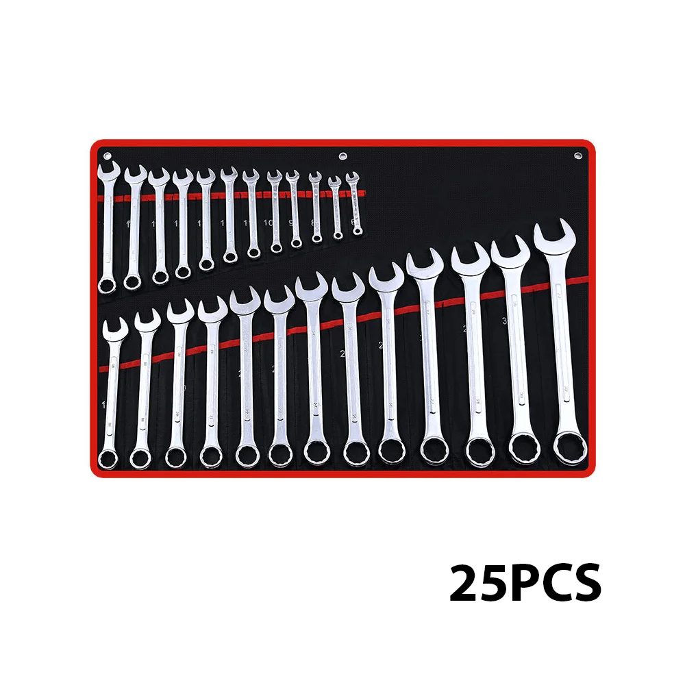 25 Stuks Dual-Purpose Wrench Set 6-28/30/32 Mm Bloesem Ring Open-Ended Spanner handgereedschap Voor Fiets Motor Auto Reparatie Tools