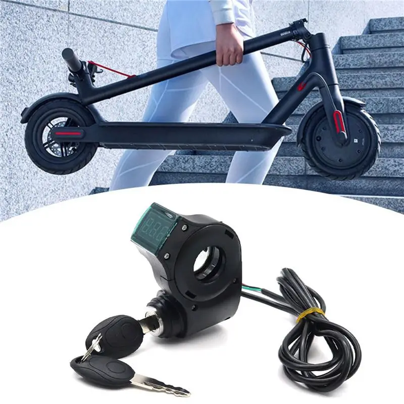 2X E-Bike Ignition Lock Key Thumb Throttle Voltmeter Digital Voltage Display Switch For KUGOO M365 Universal - view 4