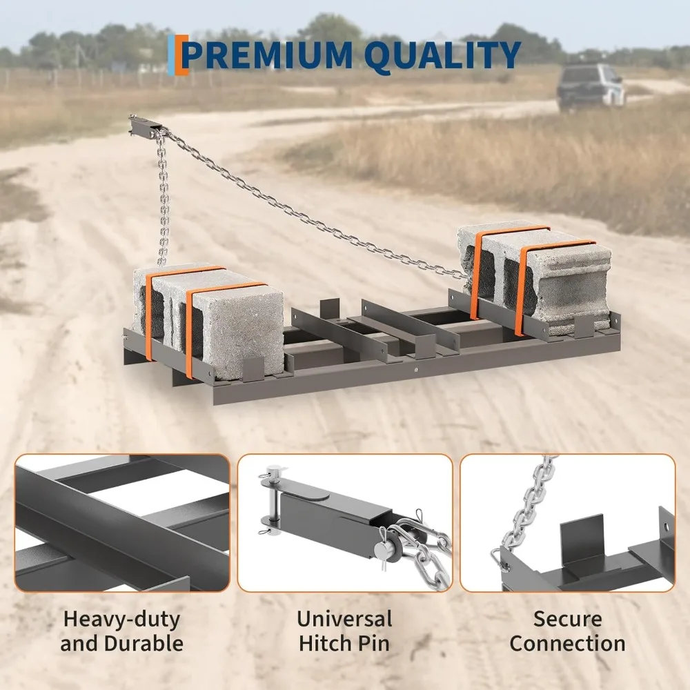 6피트 헤비듀티 드래그 해로우 (ATV, 트랙터, UTV용) - 체인 링크가 있는 드라이브웨이 그레이더, 조경 작업용 견인식