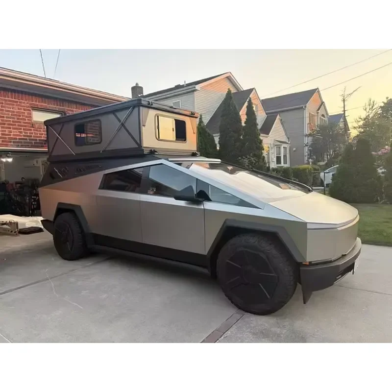 Qian Camper TP07B-cybertruck Hard Shell Rooftop Pick up Truck Camper Shell Exploration Pick up Bed Camper for Travel