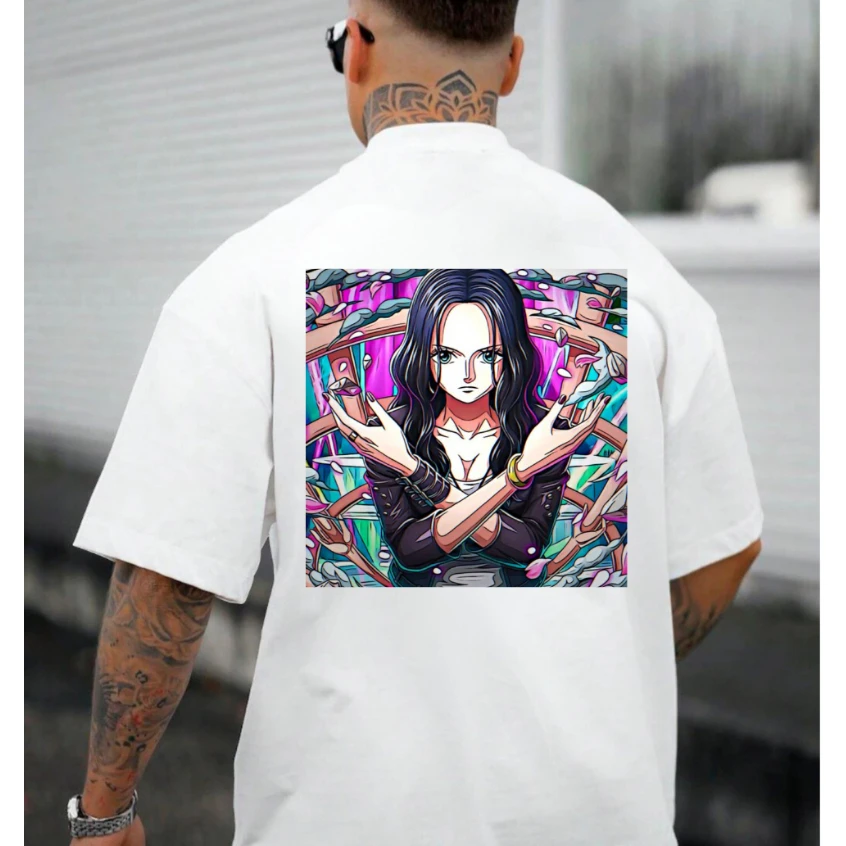 

Аниме ONE PIECE Николь Робин Мужчины Женщины Летняя футболка Harajuku Винтаж с коротким рукавом Свободная большая повседневная удобная футболка для фитнеса Y2k