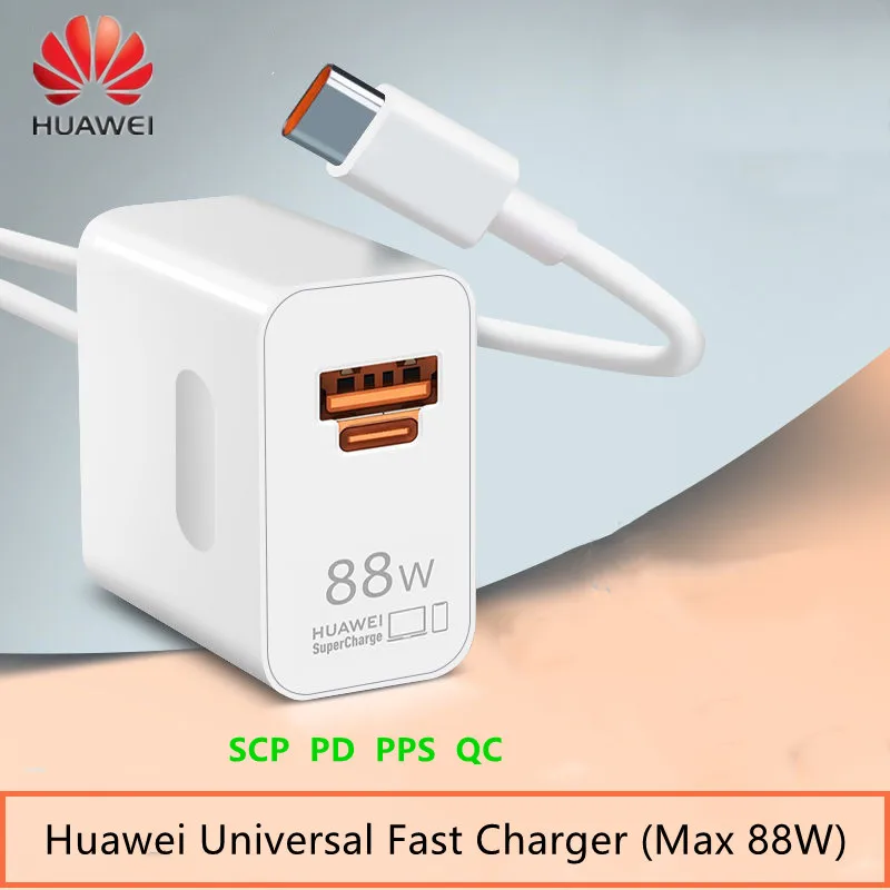 Huawei Universal Fast Charger Max 88W SuperCharge Support PD QC Quick Charge For Huawei/iPhone/iPad/Mac With 6A C to C Cable