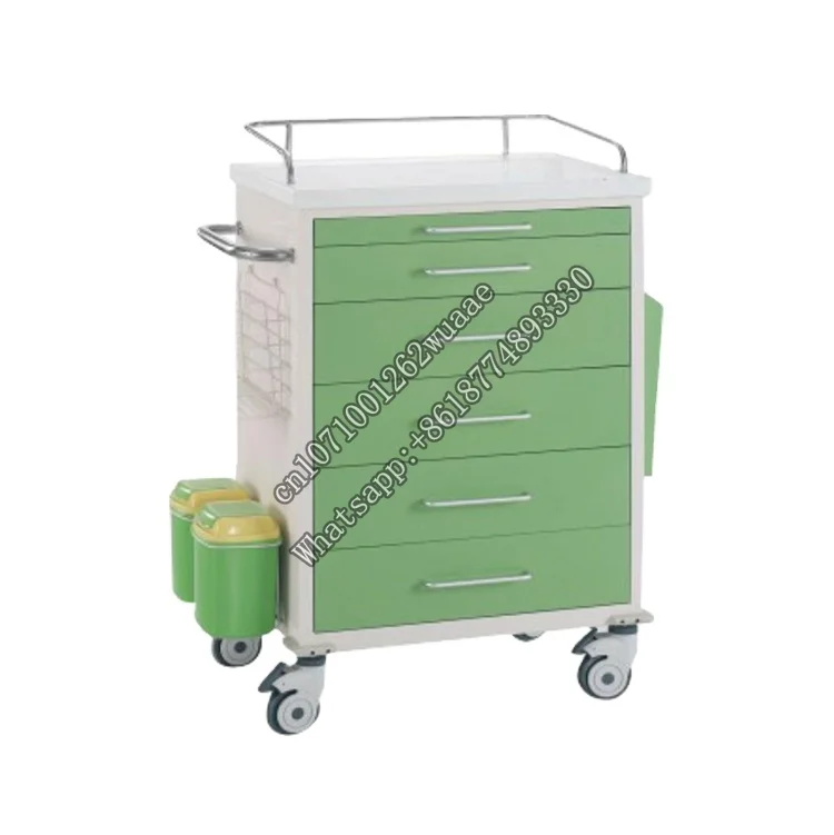 

Hospital Medical emergency Trolley With silent brake wheels ABS Operating room anaesthetic trolly Multifunctional medical cart