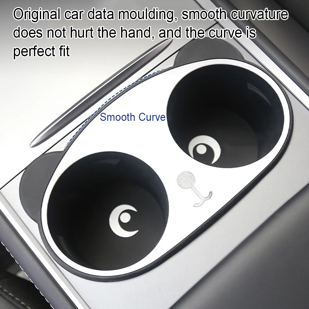 

For Tesla Model 3/Y 2016-2023 Silica Gel Central Console Dual Cup Holder Drink Holder Panda Car Cup Holder Interior Accessories