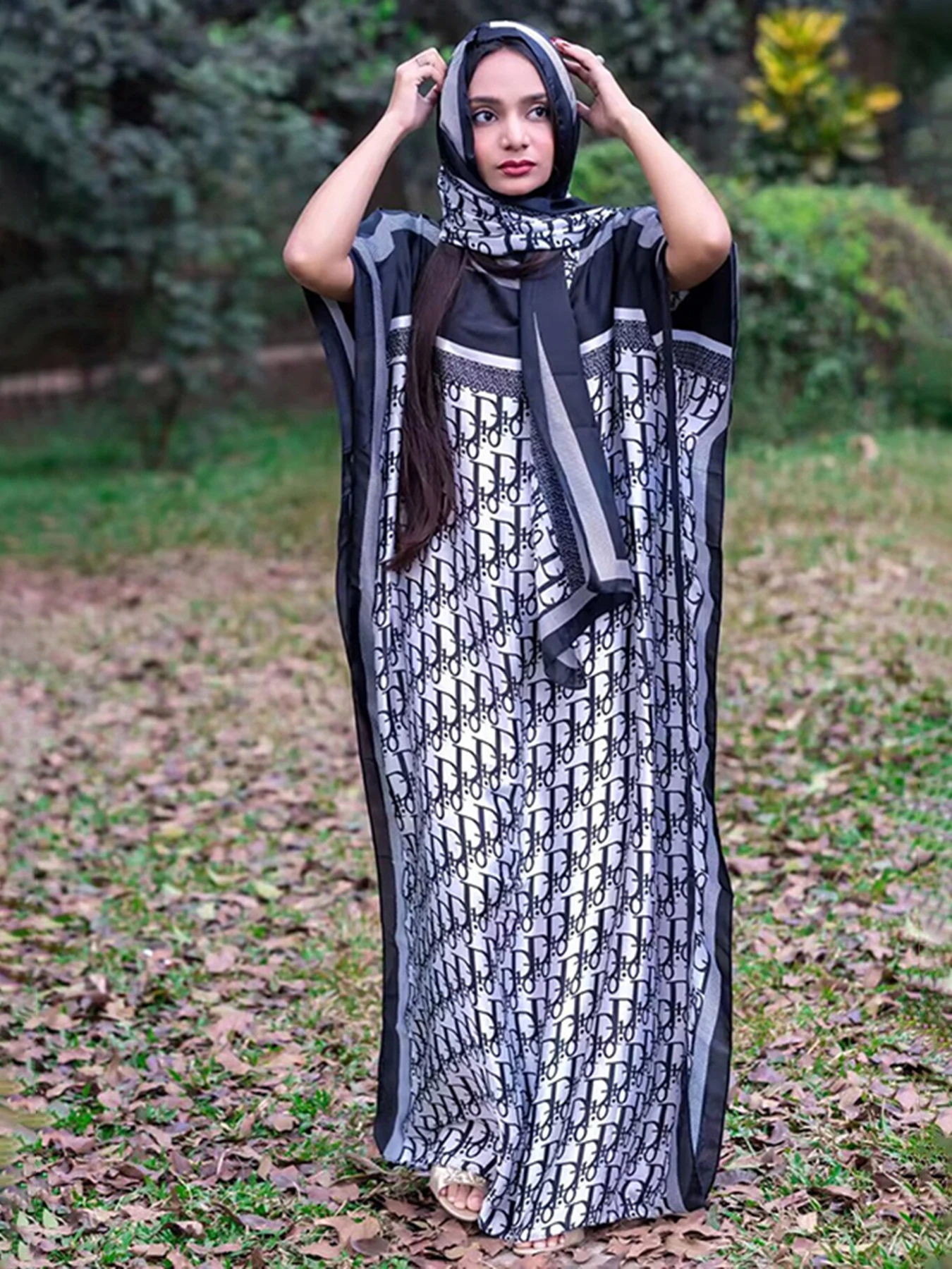 

Kenga Dress for Women African Clothing 140cm Long Floor-length Dress 2-piece Set Women's Fashion Silk Clothing with Headscarf