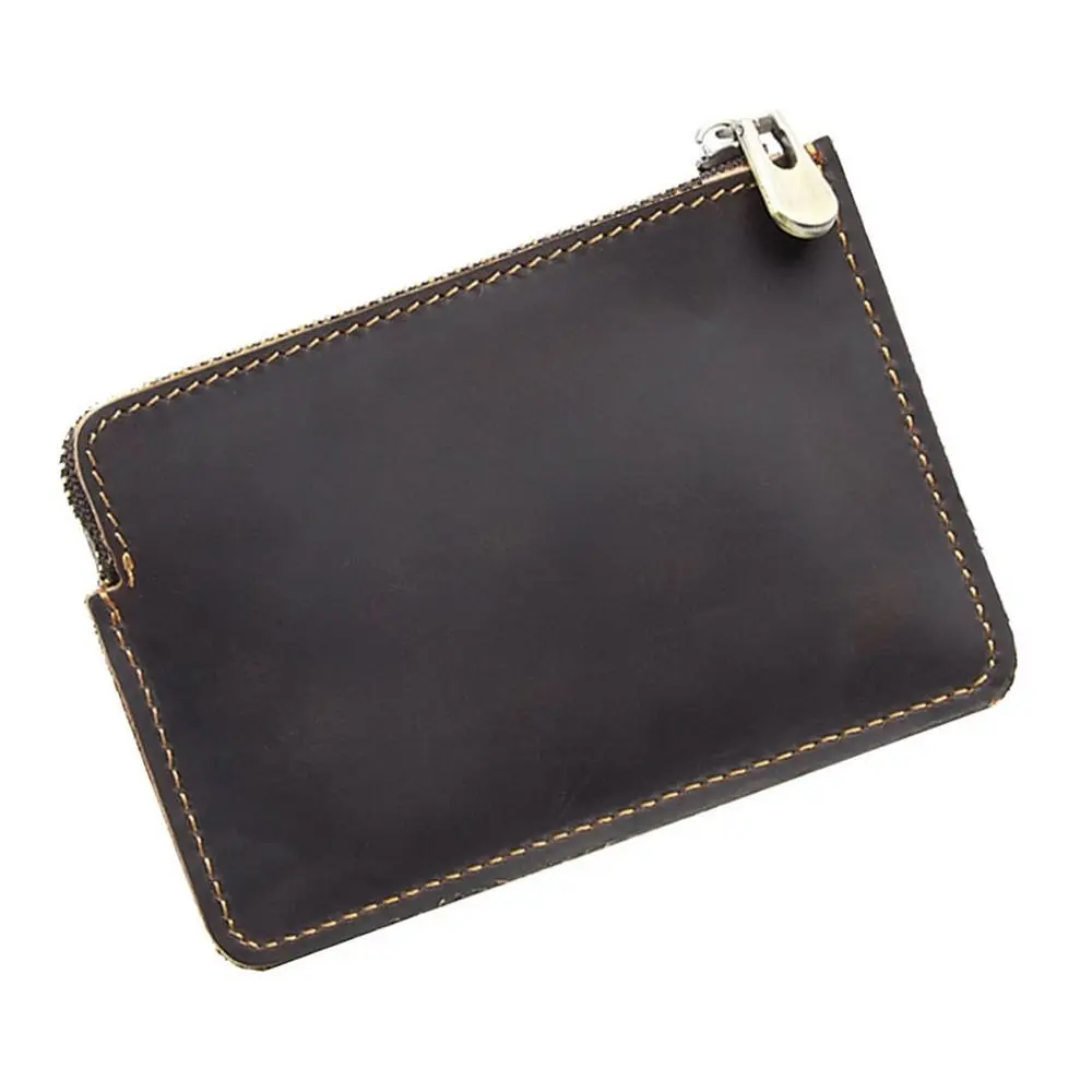 Belt Bag Genuine Leather Men's Short Wallet Retro Ultrathin Credit Card Holder Multi Purpose Portable Zipper Coin Purse Shopping