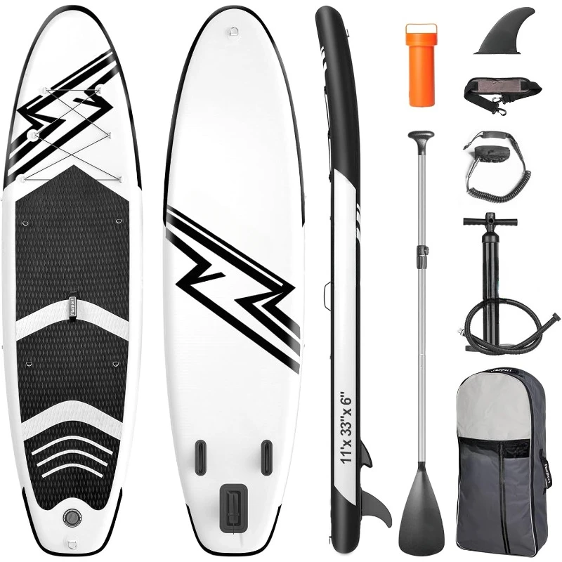 

11' Premium Stand Up Paddle Board Yoga Board SUP Accessories Carry Bag Wide Stance Surf Control Non-Slip Deck Leash Paddle