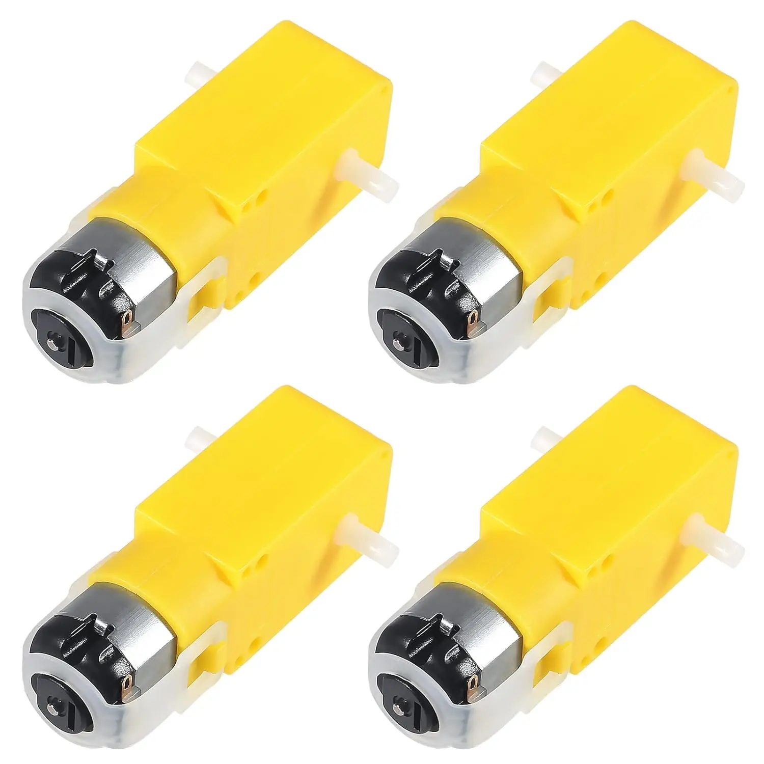 4pcs DC Electric Motor 3-6V Dual Shaft Geared TT Magnetic Gearbox Engine with 4Pcs Plastic Car Tire Wheel, Mini Φ67mm Smart RC