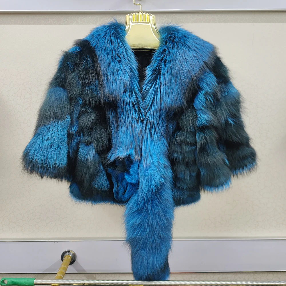 New Women Genuine Real Fox Fur Coat Winter Lady 100% Natural Fox Fur Short Style Overcoat Good Quality Real Fox Fur Jacket