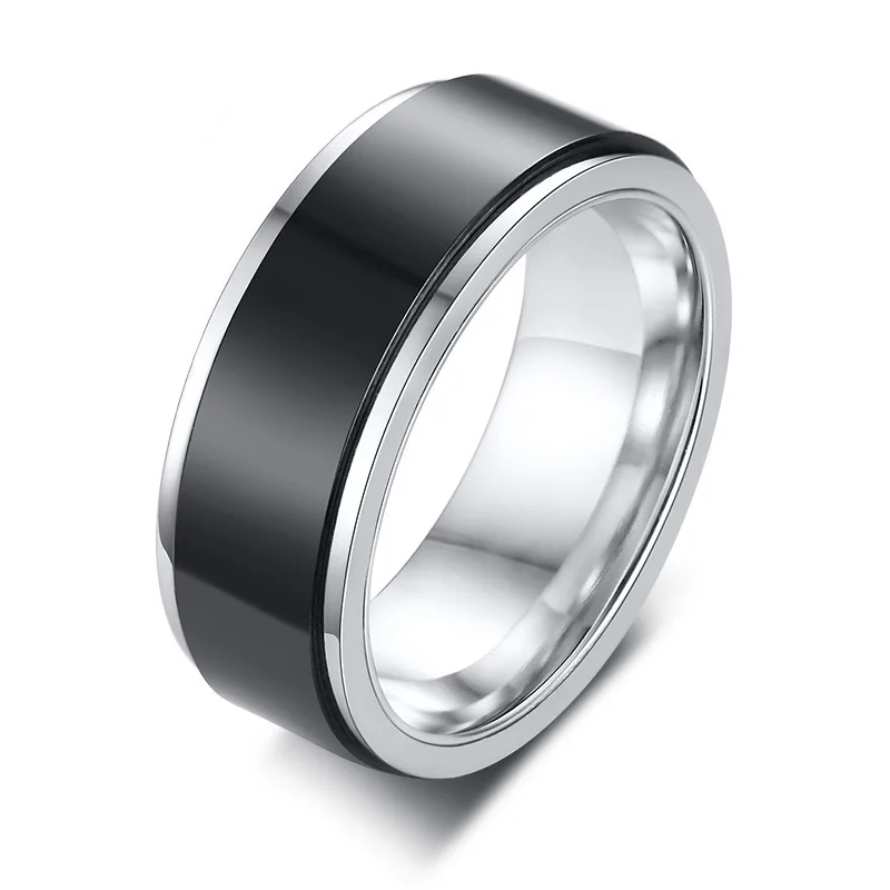 Frosted Stainless Steel Rotating Anti Stress Ring For Men Anxiety Relife Spinning Finger Ring Fidget Metal Spinner Anillos