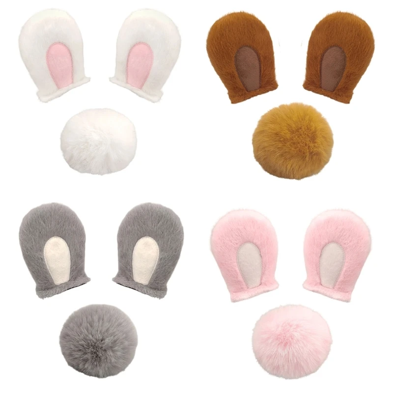 X5XA Bunnies Ears Tail Helmet Decoration Accessories Adhesive Universal Helmet Cover Sticker for Motorcycles Bicycles Helmet