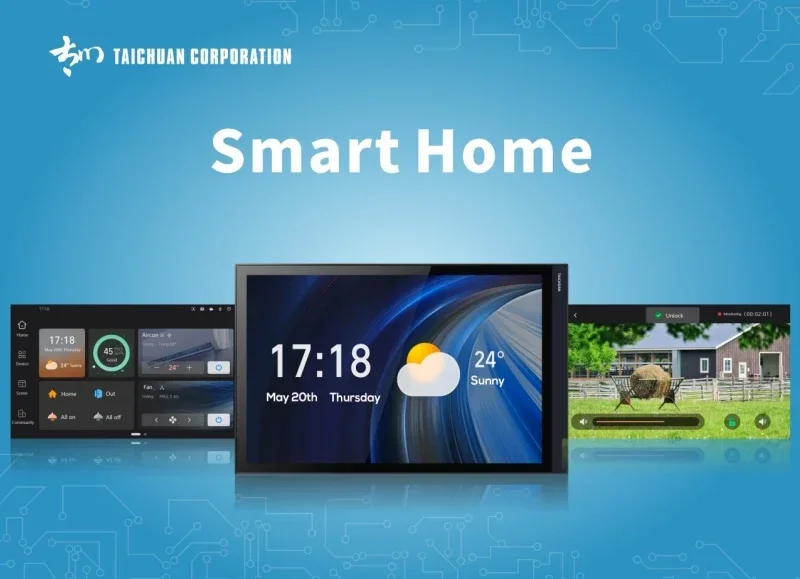 all in one 7" tuya smart control tablet IP wireless intercom system Android black flush type door phone for villa apartment