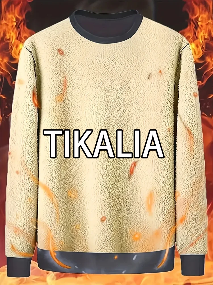 سويت شيرت رجالي مبطن بالصوف بلوفر شتوي دافئ بياقة دائرية سميكة حرارية كاجوال بأكمام طويلة للرياضات الخارجية #5